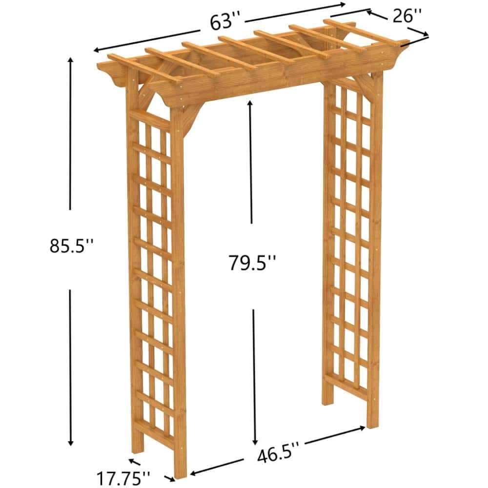 63 in. L x 26 in. W x 85 in. H Solid Fir Wood Garden Arbor with Pergola Top and Lattice Trellis price history on PriceWatchPro