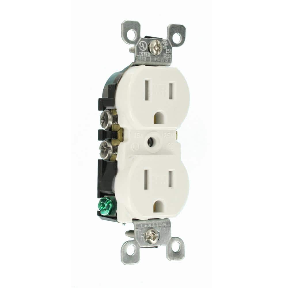 White Tamper Resistant Duplex Outlet with Wall Plate