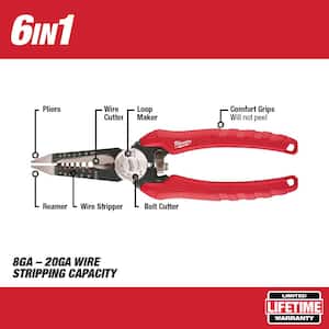 2-Piece 7.75 in. Combination Electricians 6-in-1 Wire Strippers Pliers with Multi-Purpose Pliers