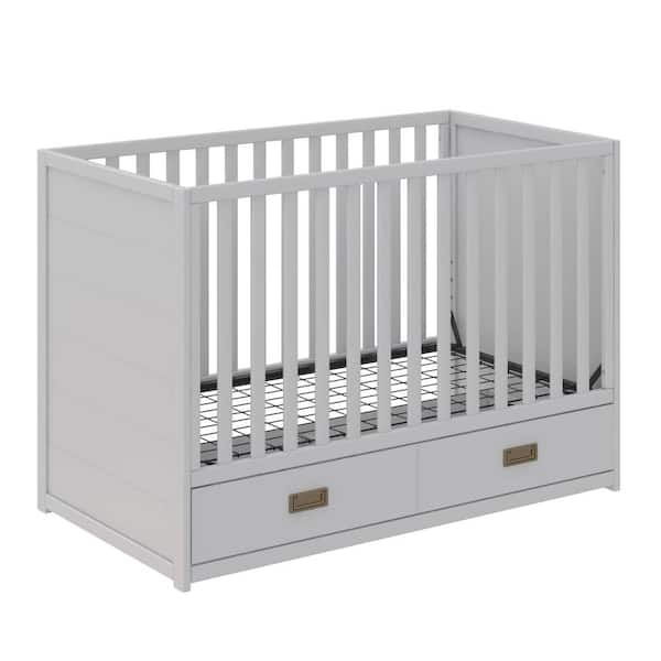 Little Seeds Haven Dove Gray 3-in-1 Convertible Storage Crib