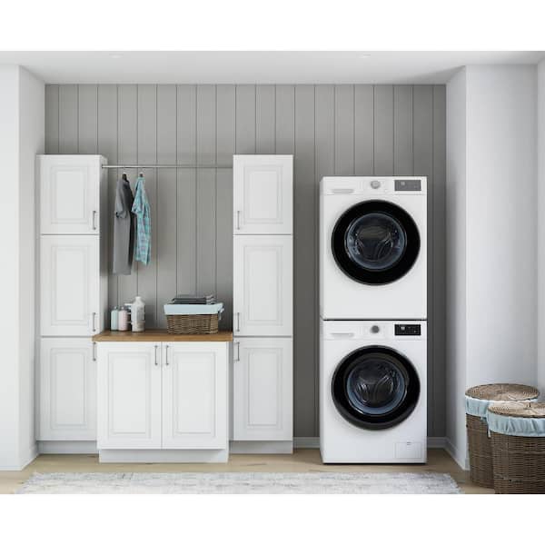 Greenwich Verona White Plywood Shaker Stock Ready to Assemble Kitchen-Laundry Cabinet Kit 24 in. x 87 in. x 75 in.