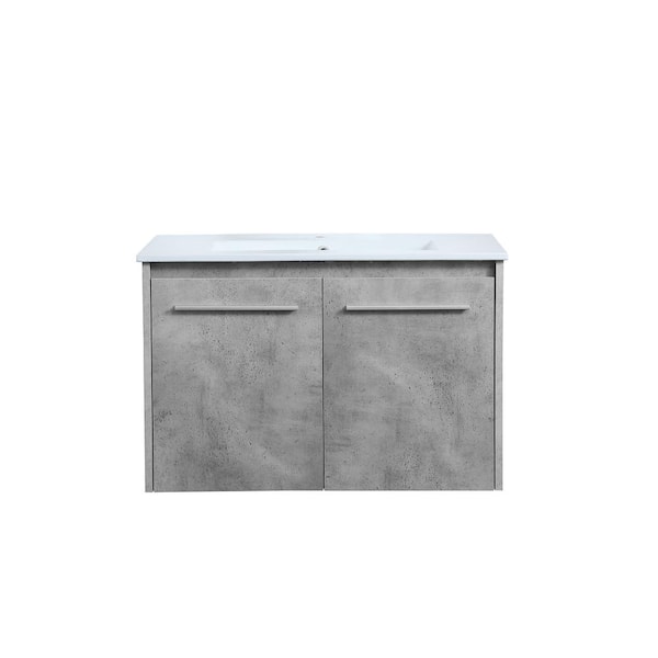 Unbranded Simply Living 30 in. W x 18.31 in. D x 19.69 in. H Bath Vanity in Concrete Grey with White Resin Top