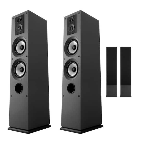 Floorstanding Speakers Pair 3-Way Floor-Standing Tower Speakers 0.75 in and 1 in Tweeter Dual 5.25 in Woofers 70Hz-20kHz