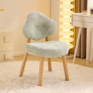 Green Chenille Side Chair with Solid Wood Leg