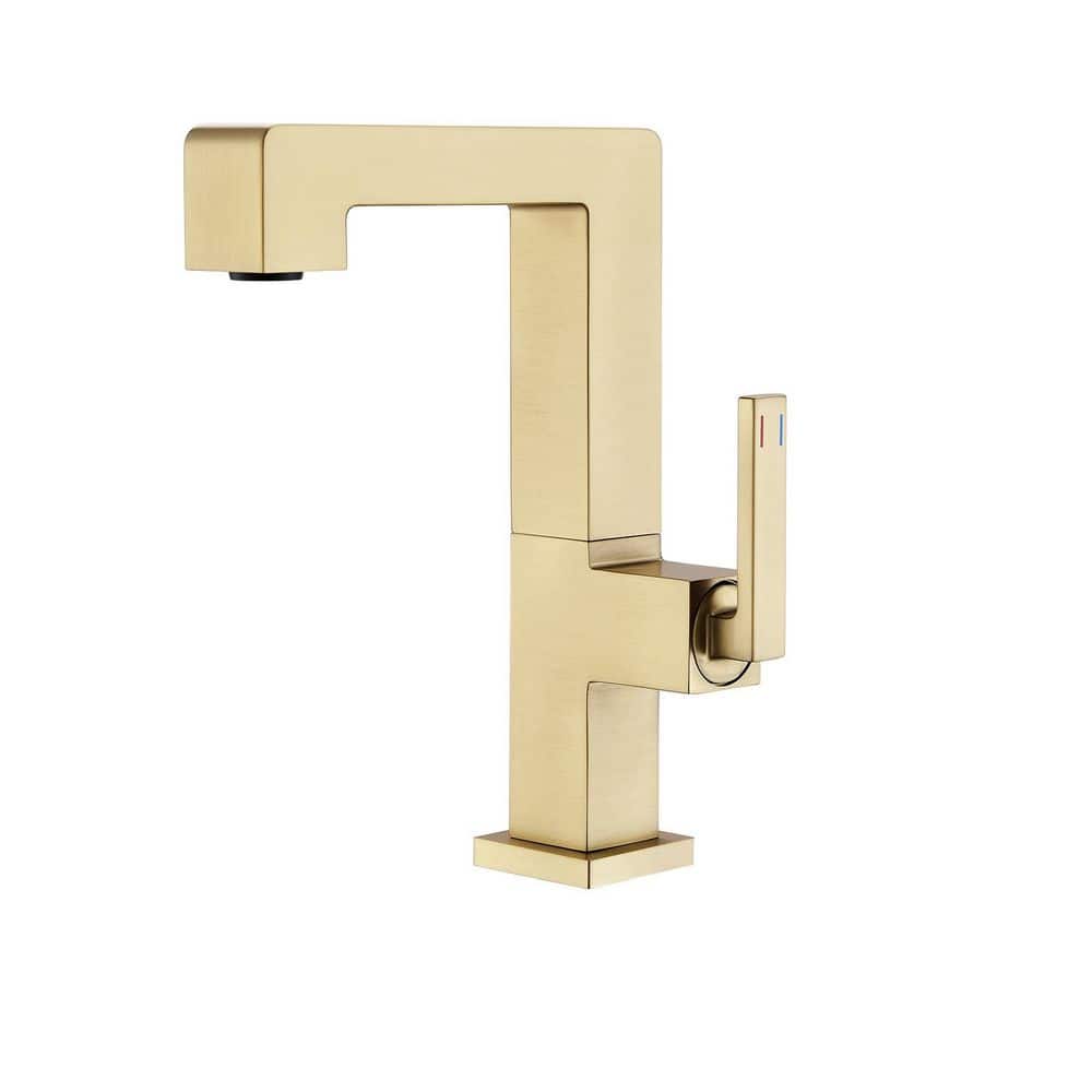 AIM Modern Unique Single Handle Single Hole Bathroom Sink Faucet 90° Spout Swivel in Brushed Gold Easy Install price history on PriceWatchPro