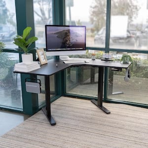 38.4 in. Black Height Adjustable Corner Sit-Stand Desk, Up to Weight Capacity of 176 lbs.