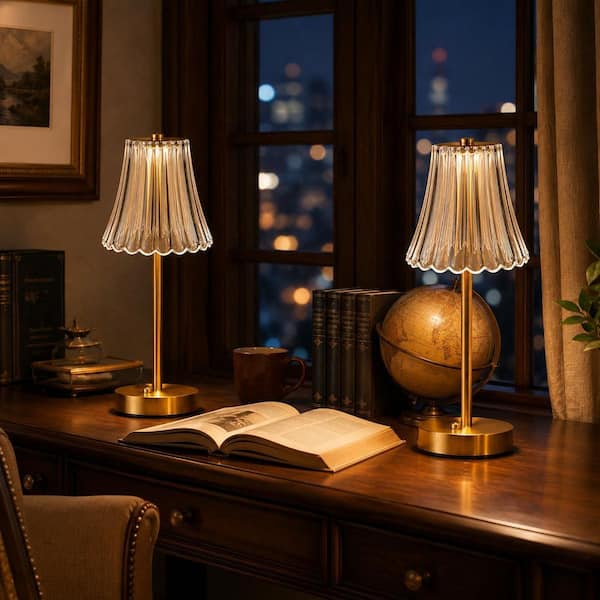 13 in. Flower Task and Reading Table Lamp with Dimmable Integrated LED Light for Bedrooms and Special Events