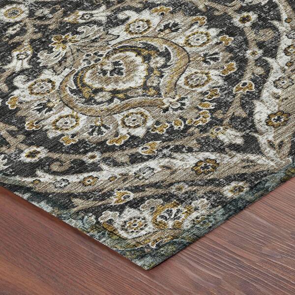 Chantille Machine Washable Indoor/Outdoor Abstract ACN2703 Black 10 ft. x 14 ft. Area Rug