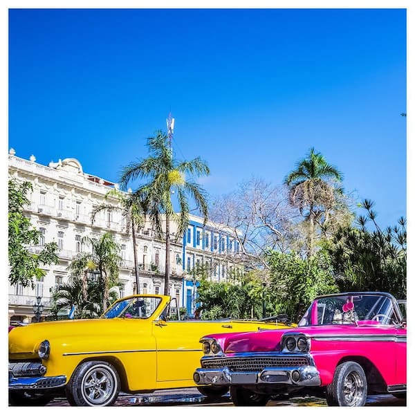 VENICE BEACH Collections Vintage Cars Photography by Unknown 1 Piece Unframed Canvas Drawing Print 14 in. x 14 in.