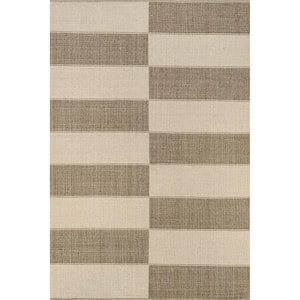 Lauren Liess Boxelder Checked Cotton Sand 4 ft. x 6 ft. Area Rug