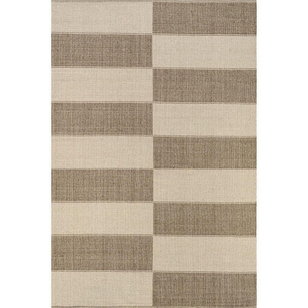 Boxelder Checked Cotton Rectangular Tan Area Rug, 8' x 10'