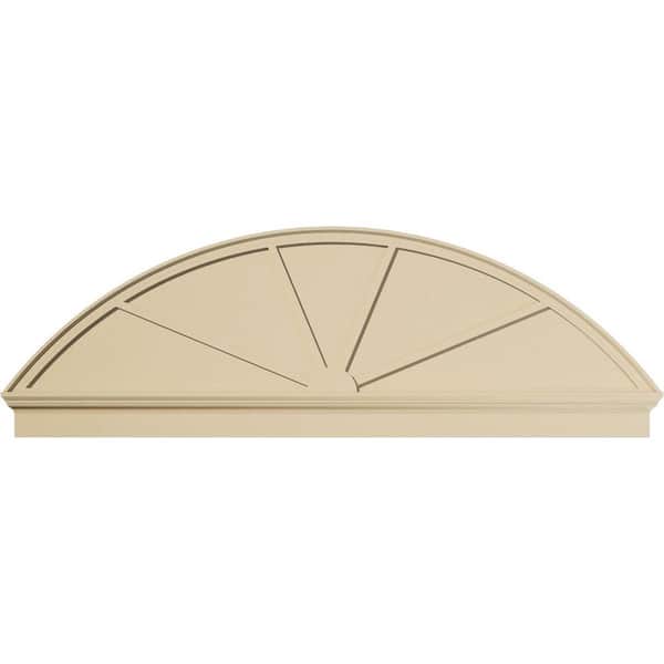 84 in. W x 27-7/8 in. H x 2-3/4 in. P Segment Arch 4 Spoke Signature Urethane Combination Pediment, Primed Tan