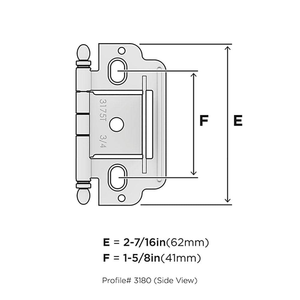 Champagne Bronze 3/4 Inch Door Thickness Cabinet Hinge