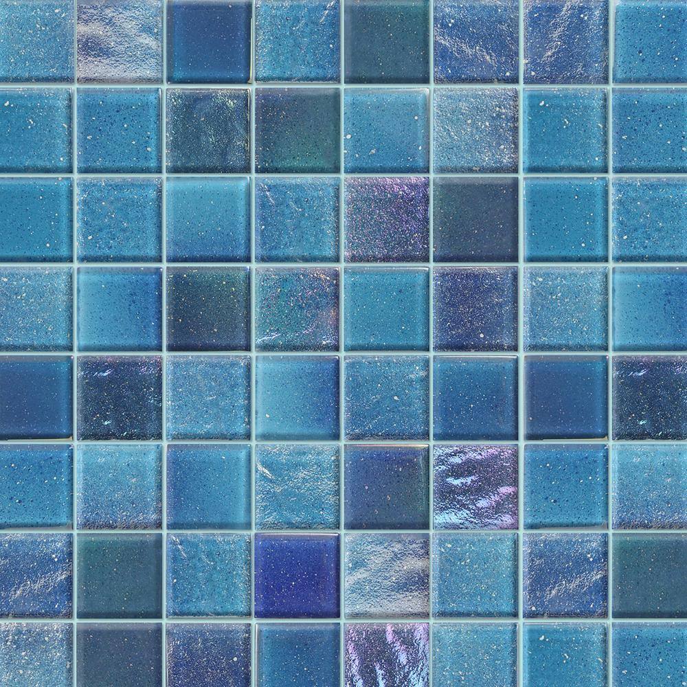 Angel Dust Blue Polished Glass Wall Mosaic Tile