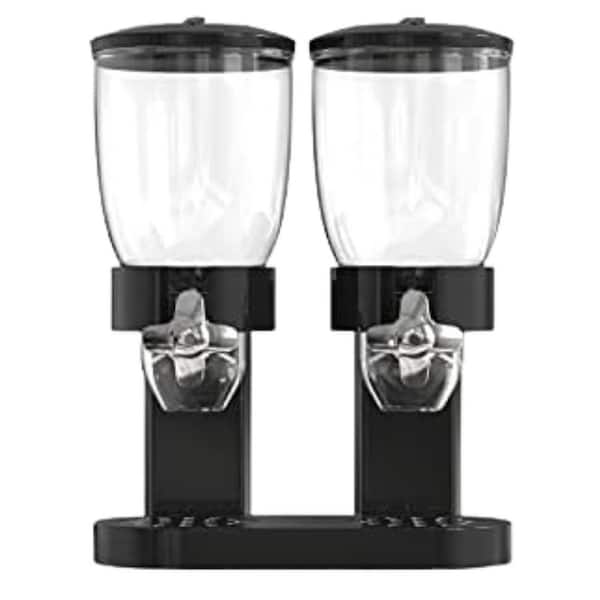 Lynzavix 2 Pieces Dry Food Dispenser for Candy, Nuts, Rice, Granola, Cereal, Dispenses 1 Ounce Per Twist in Black