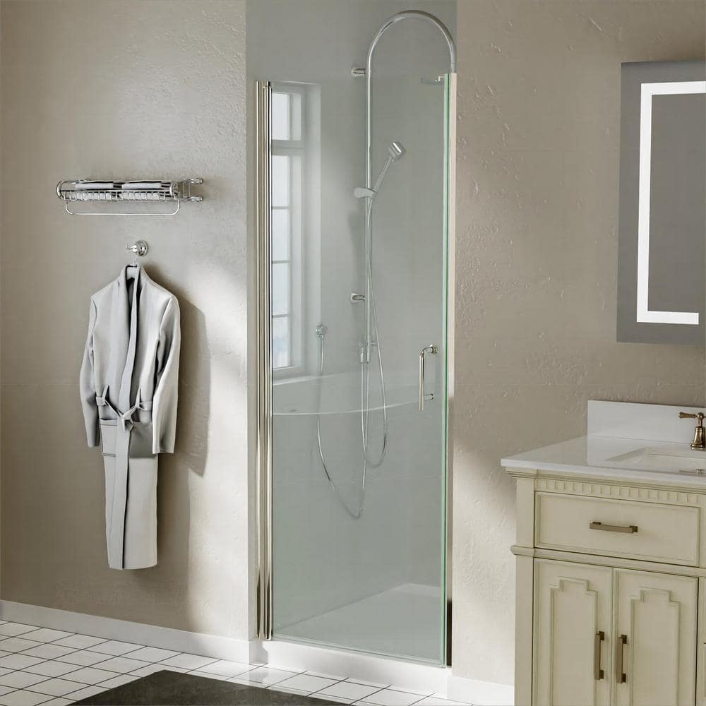 30 to 31-1/4 in. W x 72 in. H Pivot Swing Frameless Shower Door in Brushed Nickel with Clear Glass price history on PriceWatchPro