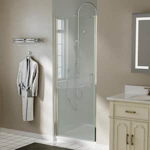 30 in. to 31-3/8 in. W x 72 in. H Pivot Swing Frameless Shower Door in Brushed Nickel with Clear Glass