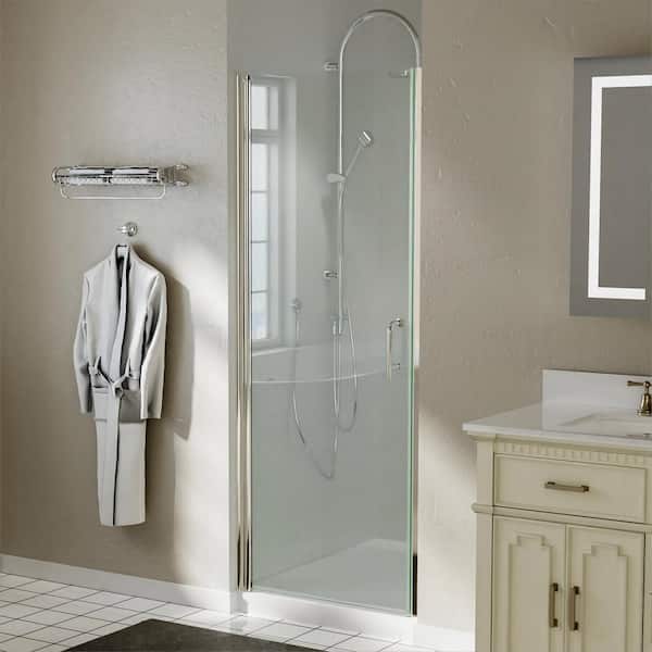 TOOLKISS 30 in. to 31-3/8 in. W x 72 in. H Pivot Swing Frameless Shower Door in Brushed Nickel with Clear Glass