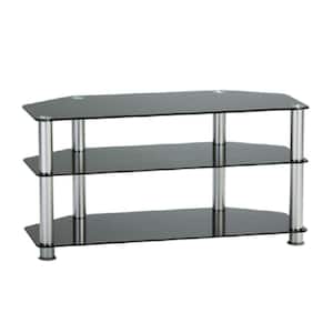 Tygerclaw 35 in. Black Glass TV Stand Fits TVs Up to 37 in. with Open Storage