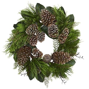 28 in. Pine Cone and Pine Artificial Wreath