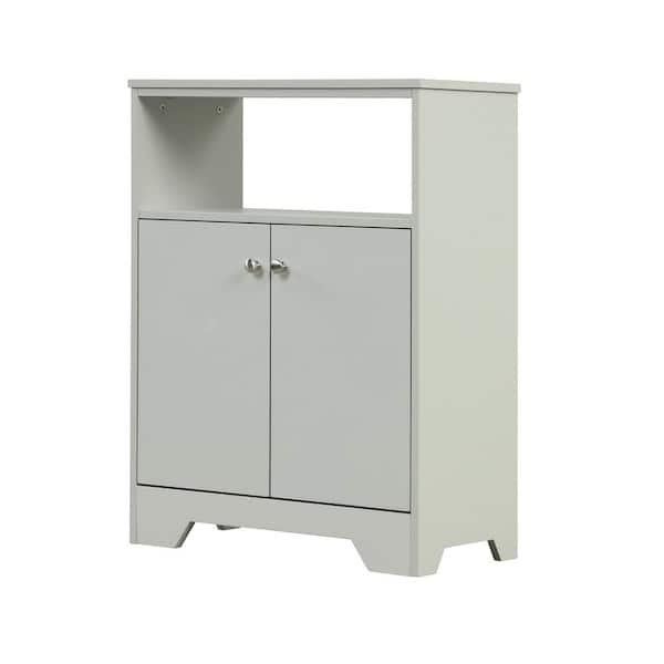 Tatahance Gray MDF Storage Cabinet with Adjustable Shelves