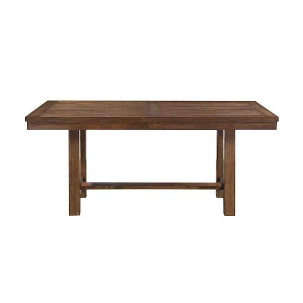 EVERGLADE HOME Nolens 68 in.Rectangular Brown Wood Top Dining Table (Seats 6)