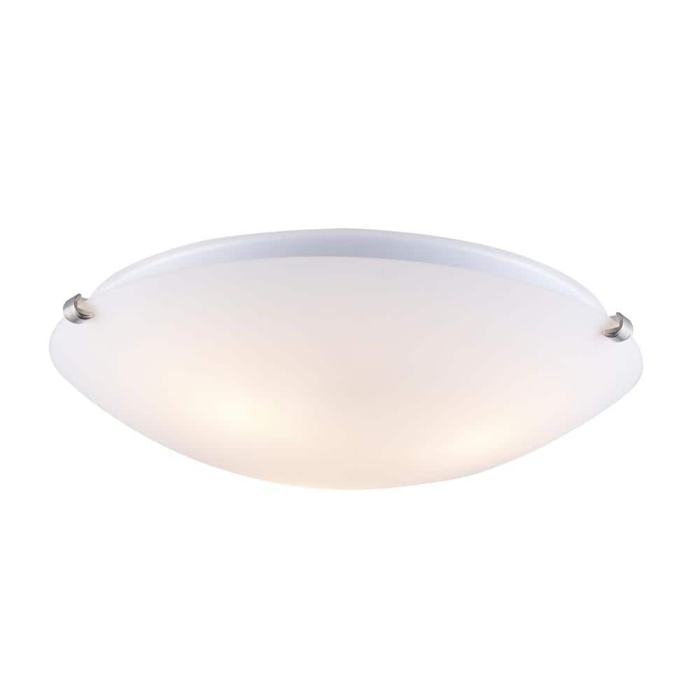 Cullen 15 in. 3-Light Brushed Nickel Flush Mount Ceiling Light Fixture with Frosted Glass Shade price history on PriceWatchPro