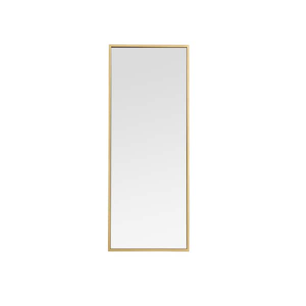 Unbranded Timeless Home 14 in. W x 36 in. H x Contemporary Metal Framed Rectangle Brass Mirror