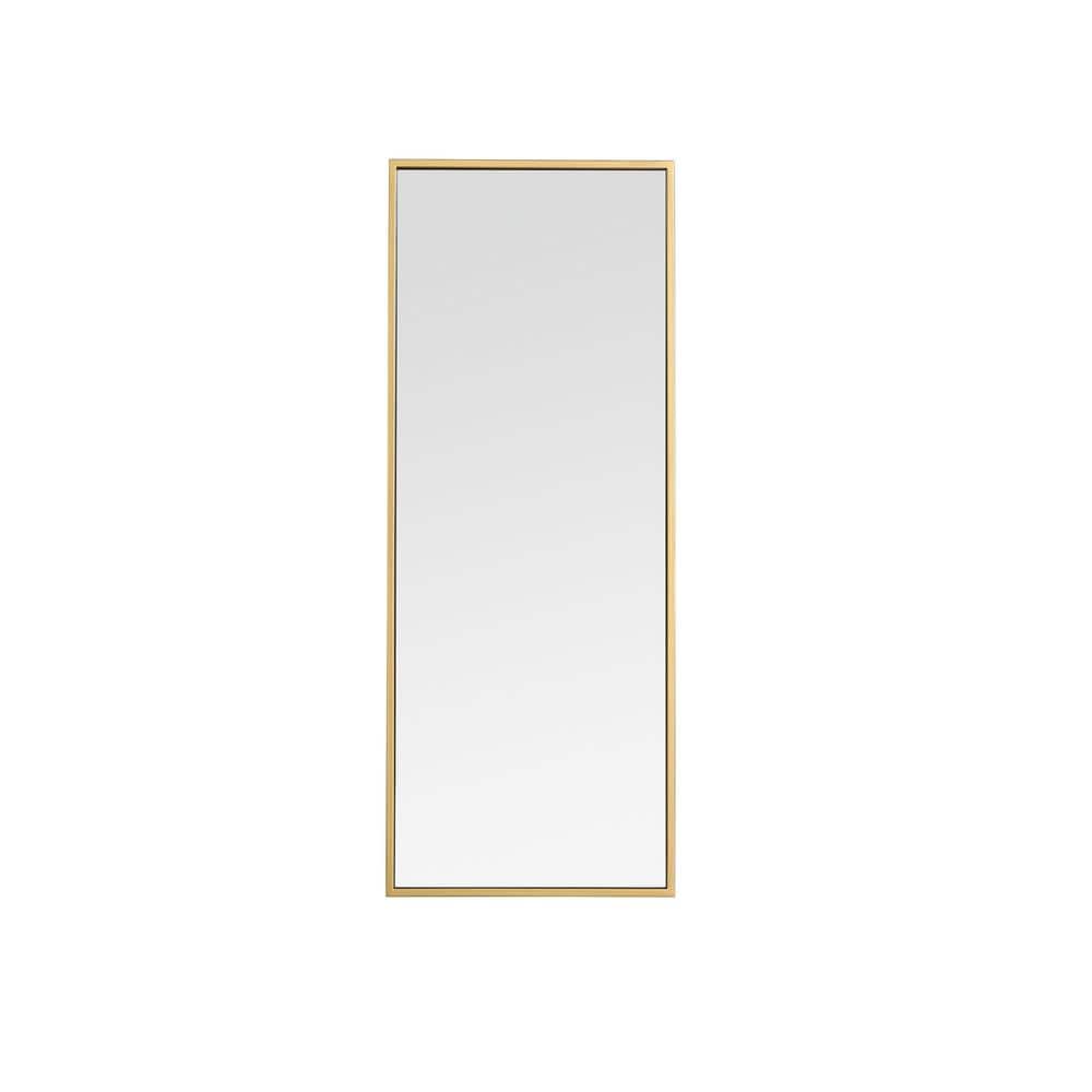Medium Rectangle Brass Modern Mirror (36 in. H x 14 in. W)