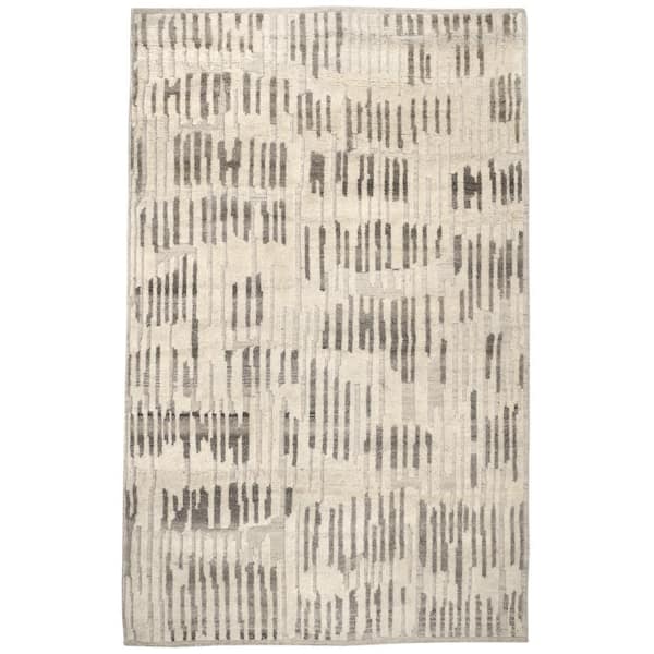 Hicks Hand Knotted Wool Natural 5 ft. x 8 ft. Indoor Area Rug