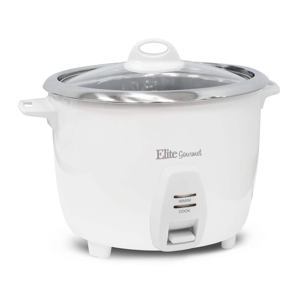 Gourmet 10-Cup White Rice Cooker with Stainless Steel Cooking Pot