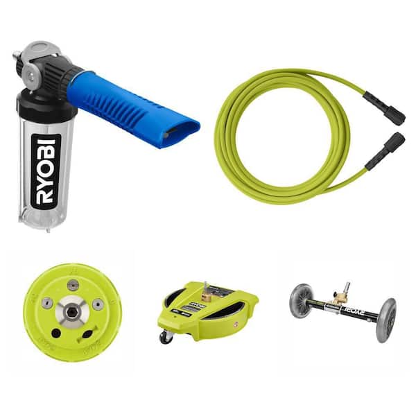 Pressure Washer Foam Blaster, 1/4 in. x 35 ft. 3,300 PSI Hose, 5-in-1 Nozzle, 15 in. Surface Cleaner and Water Broom