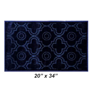 Arya Collection Navy 20 in. x 34 in. Polyester Rectangle Area Rug