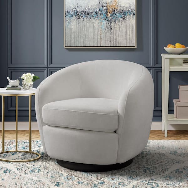 Hattie White Polyester Arm Chair (Set of 1) with Swivel Base