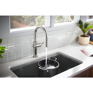 Crue Single-Handle Touchless Pull-Down Sprayer Kitchen Faucet with Konnect in Polished Chrome