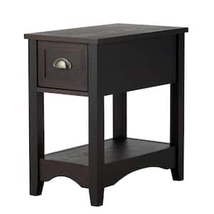 22 in. Coffee 23 in. Rectangular MDF End Table with 1-Drawer