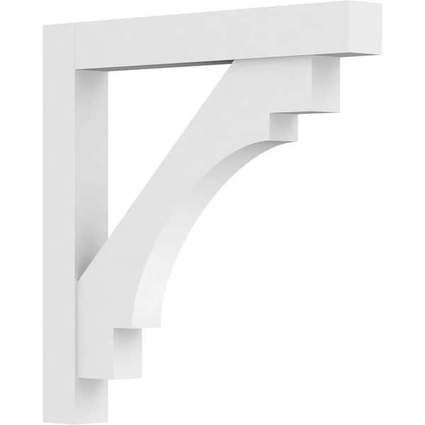Ekena Millwork Standard Merced 3 in. W x 30 in. H x 30 in. D Signature Urethane Polyurethane Bracket With Block Ends