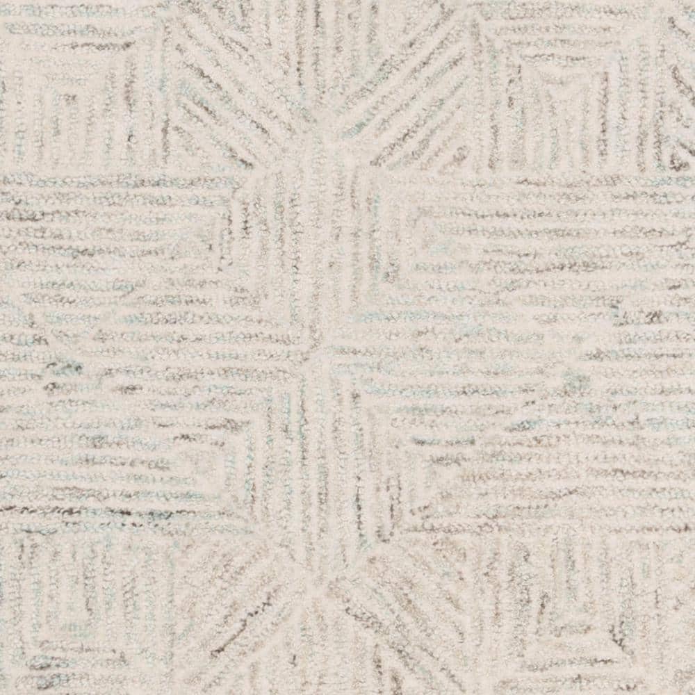 Handmade Light Blue Wool Geometric Tufted Area Rug