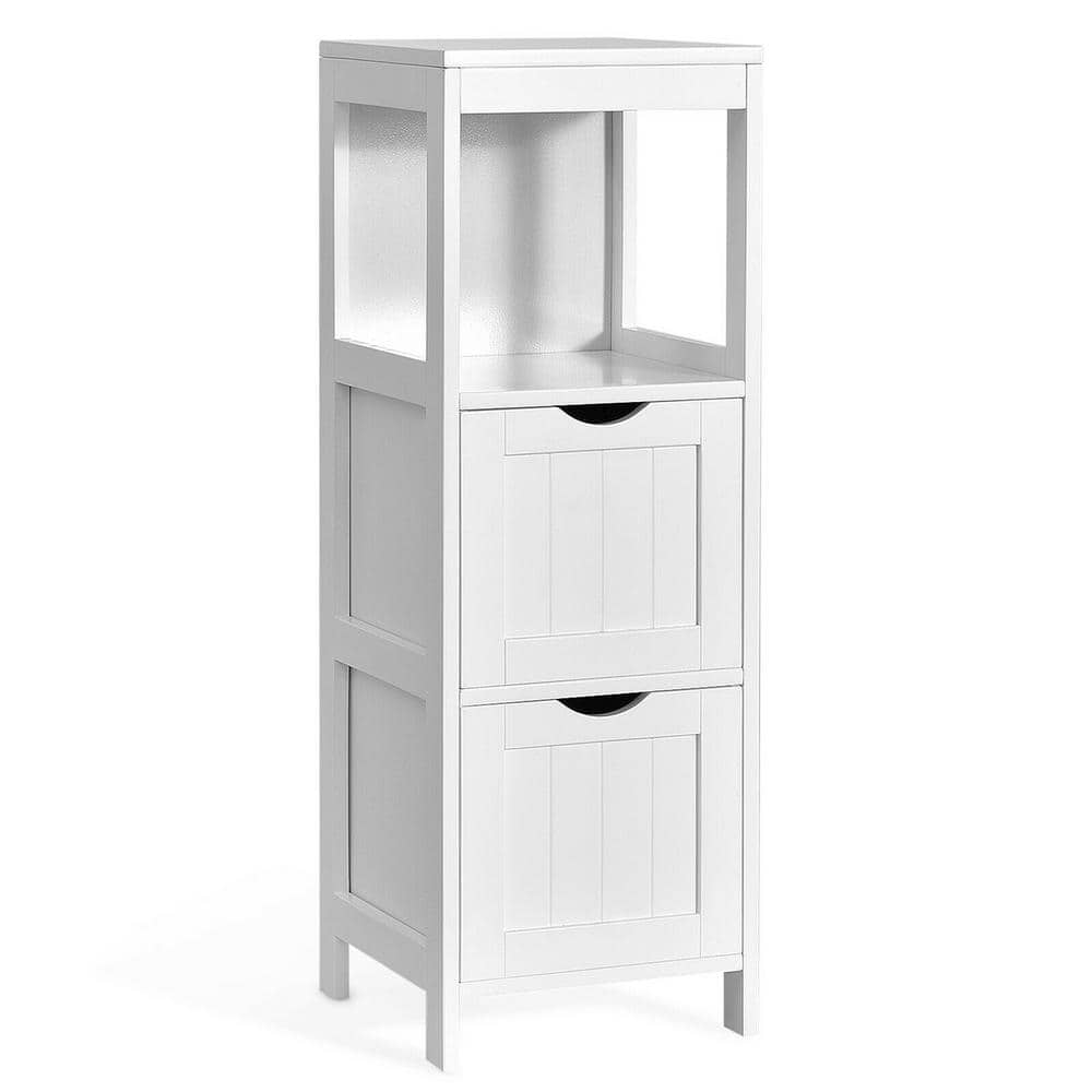 Gymax 12 in. W Bathroom Floor Linen Cabinet Wooden Free Standing Storage  Side Organizer W/4 Drawers White GYM02457 - The Home Depot