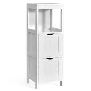 12 in. W x 12 in. D x 35 in. H White Wood Freestanding Linen Cabinet Bathroom Storage Organizer with Removable Drawers
