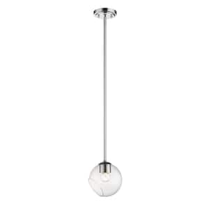 Marquee 5.7 in. 1-Light Chrome Shaded Mini Pendant Light with Clear Glass Shade with No Bulb Included