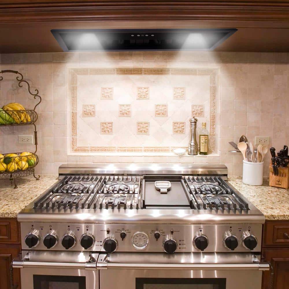 30-Inch Matte Black Stainless Steel Range Hood Insert with Charcoal Filter