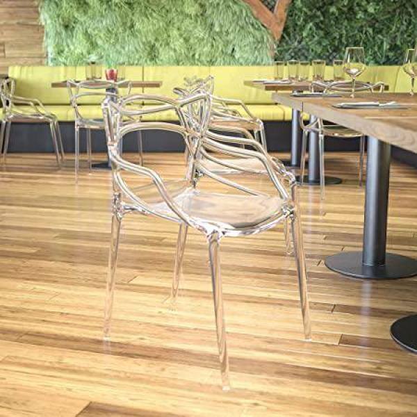 Milan Modern Clear Plastic Dining Chair with Elegant Wire Design