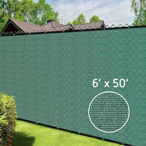 6 ft. x 50 ft. Green Fence Privacy Mesh Screen Net with Bindings and Grommets