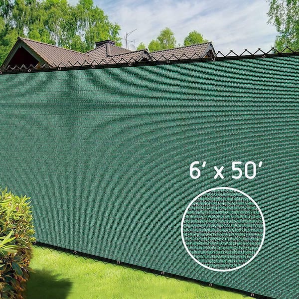 VIVOSUN 6 ft. x 50 ft. Green Fence Privacy Mesh Screen Net with ...