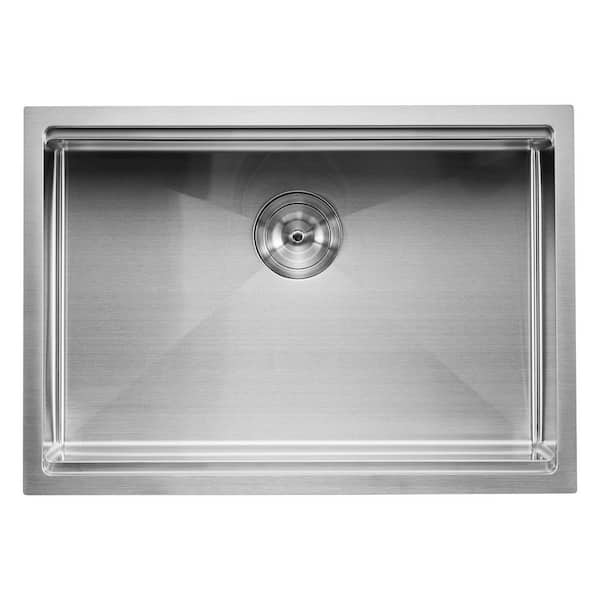 16 Gauge Brushed Nickel Stainless Steel 30 in. x 19 in. Drop-In Bar Sink Kitchen Sink with Drain