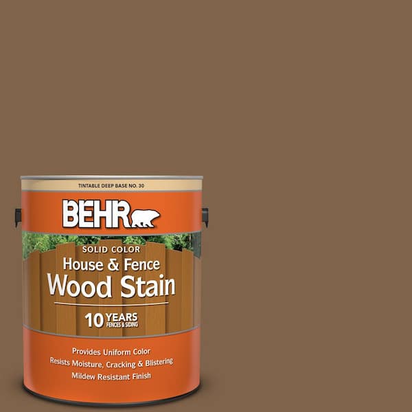 BEHR 1 gal. #SC-109 Wrangler Brown Solid Color House and Fence Exterior Wood Stain