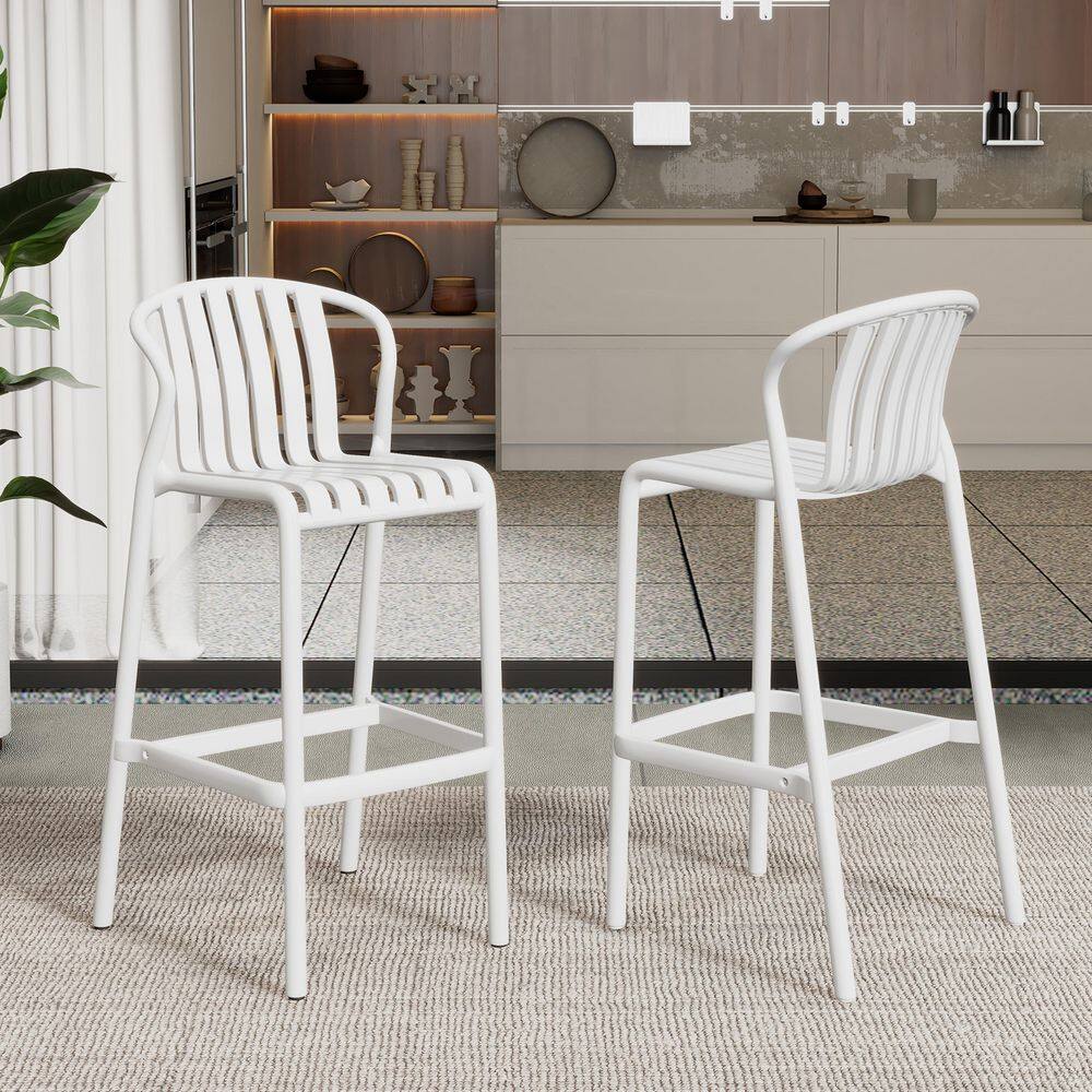 Pvc Bar Stools Sudzendf 29.5 in. H White Plastic Outdoor Patio Bar Stools Set of 2 ...
