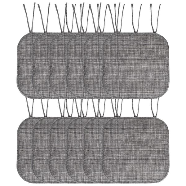 Sweet Home Collection Aria Memory Foam Square Non-Slip Indoor/Outdoor Chair Seat Cushion with Ties, Gray (12-Pack)