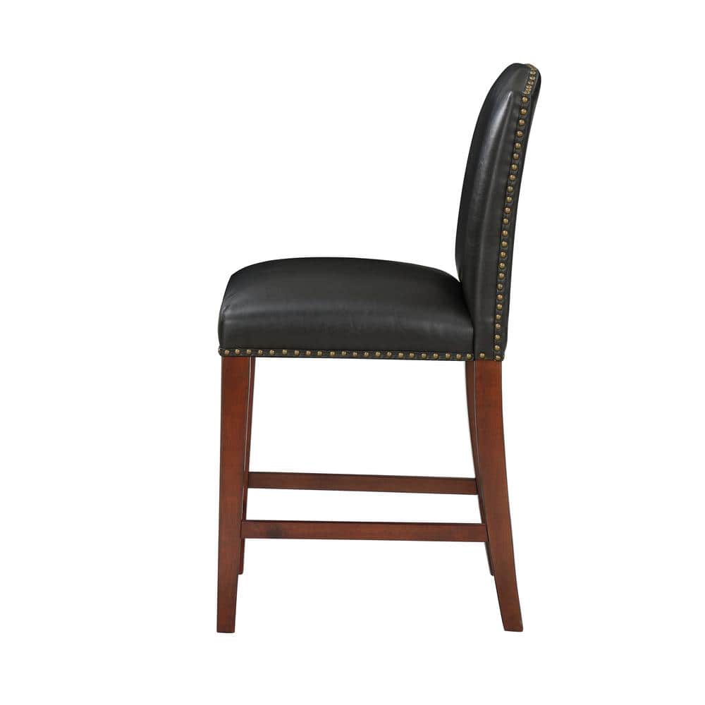 Denver 40" Brown Leather and Wood Counter Stool
